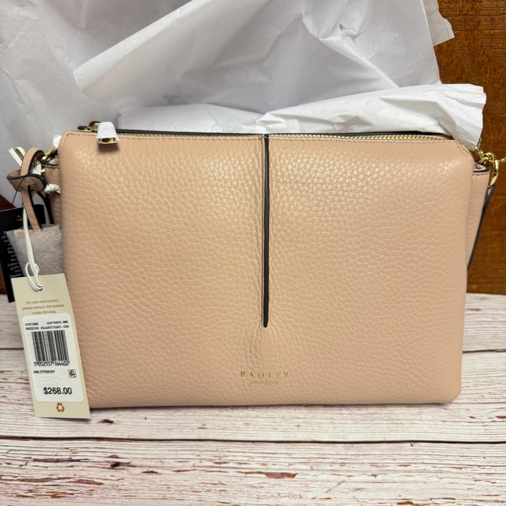 Radley London Hillgate Place Leather Chain Zip Top Crossbody - Pastel Pink